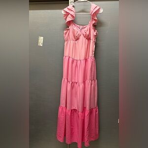 New English Factory pink colorblock maxi dress. Size medium.